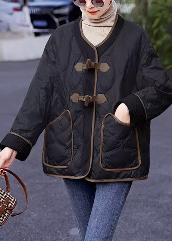 Italian Beige O-neck Plaid Patchwork Pockets Button Parka Winter