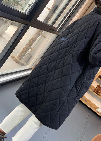 Italian Black Oversized Cozy Fine Cotton Filled Witner Coats