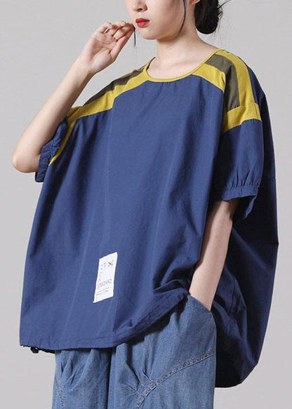 Italian Blue Cotton Tee Short Sleeve Summer