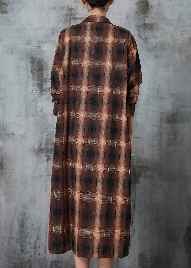 Italian Brown Oversized Cotton Shirt Dress Spring