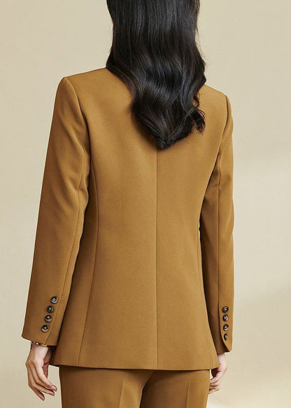 Italian Ginger Notched Patchwork Side Open Coats Fall