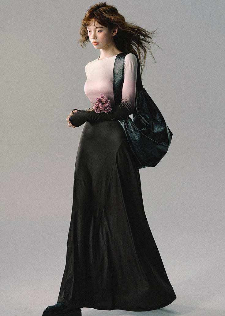 Italian Gradient Color Lace Up Cotton Long Dresses Long Sleeve