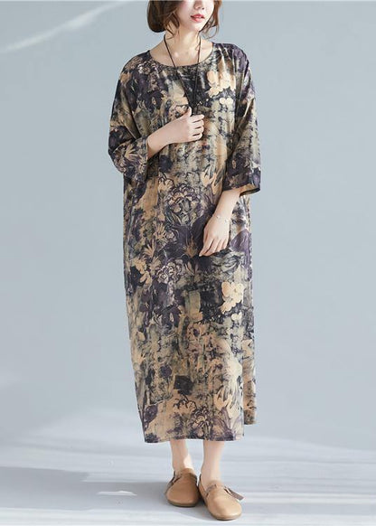 Italian O Neck Pockets Spring Tunics Shape Print Dresses