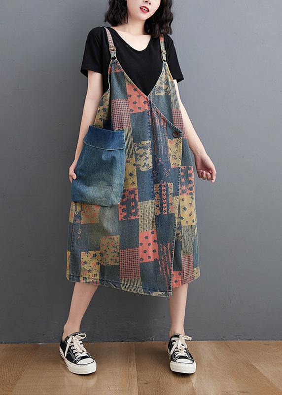 Italian Plaid Tunics Spaghetti Strap Loose Spring Dress