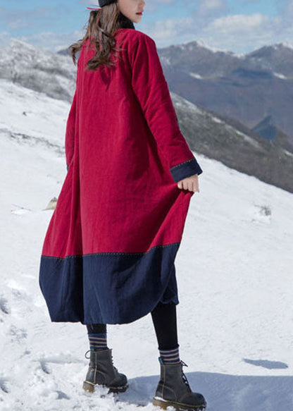 Italian Red Print Patchwork Teddy Faux Fur Fine Cotton Filled Gown Winter