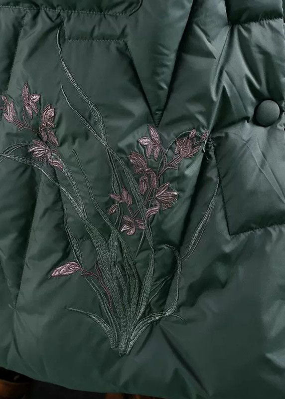 Italian Red Hooded Embroideried Duck Down Down Coats Winter