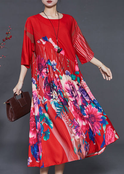 Italian Red Oversized Silk Dresses Summer
