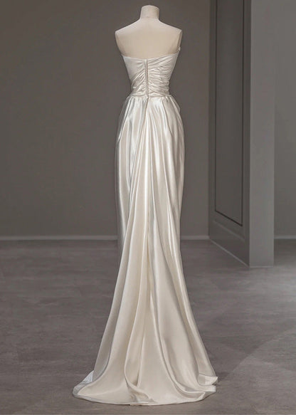 Italian White Wrinkled Silk Party Dress Summer