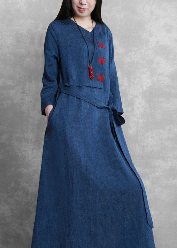 Italian Blue Fine Box Coat Fabrics O Neck Tie Waist Jackets