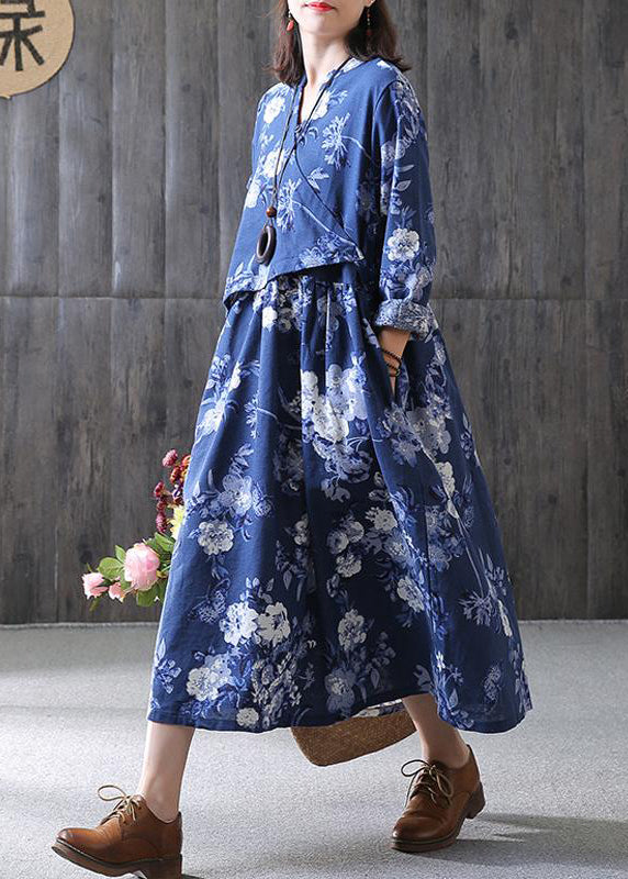 Italian Cotton Tunic Dressfashion Loose V-neck Dress