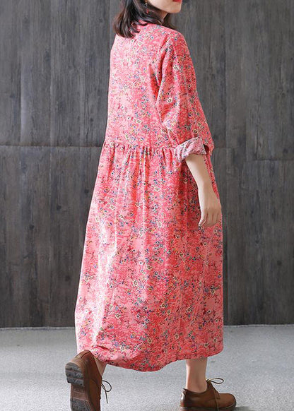 Italian Cotton Tunic Dressfashion Loose V-neck Dress