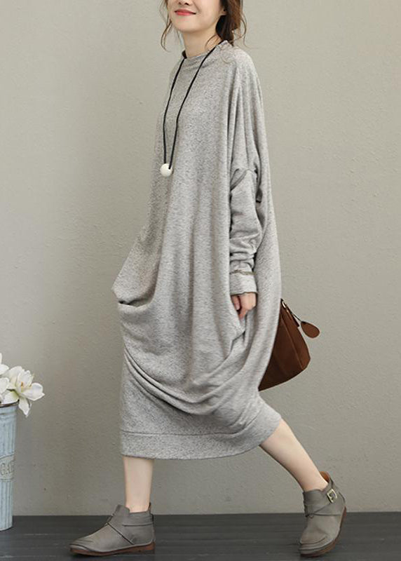 Italian Cotton Tunics for Retro Long Sleeve Irregular Female Dress