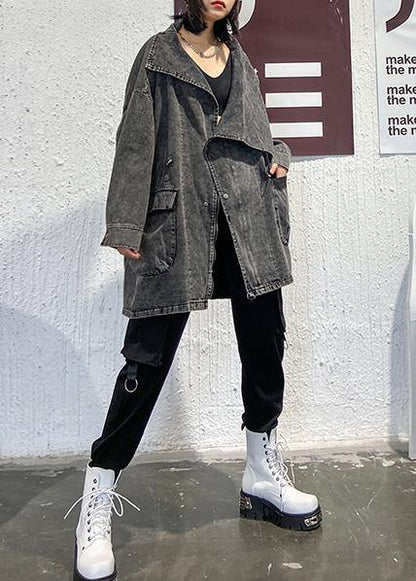 Italian Drawstring Clothes for Denim Black Gray Coats