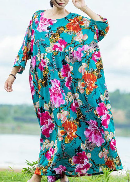 Italian Extra Large Hem Cinched Linen Dress Ideas Green Print Dresses Summer