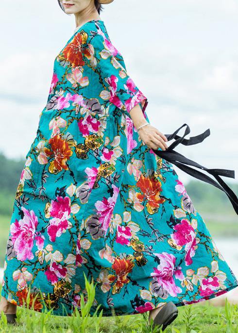 Italian Extra Large Hem Cinched Linen Dress Ideas Green Print Dresses Summer