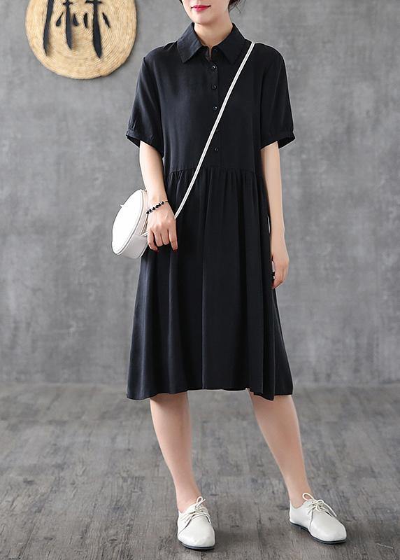Italian Gray Quilting Dresses Lapel Cinched Art Dresses