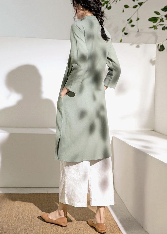Italian Green Cotton Wardrobes O Neck Embroidery Daily Dresses