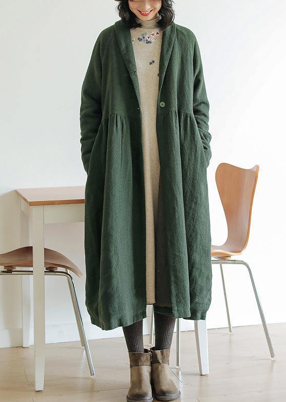 Italian Green Fine Outwear Tunic Tops Cinched Winter Coat