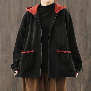 Italian Hooded Zippered Trench Coat Red Tunic Jackets