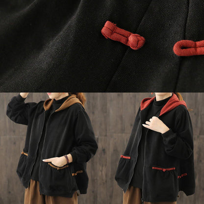Italian Hooded Zippered Trench Coat Red Tunic Jackets
