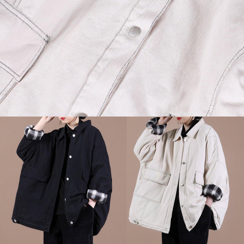 Italian Lapel Button Down Fine Spring Coats Black Loose Outwears