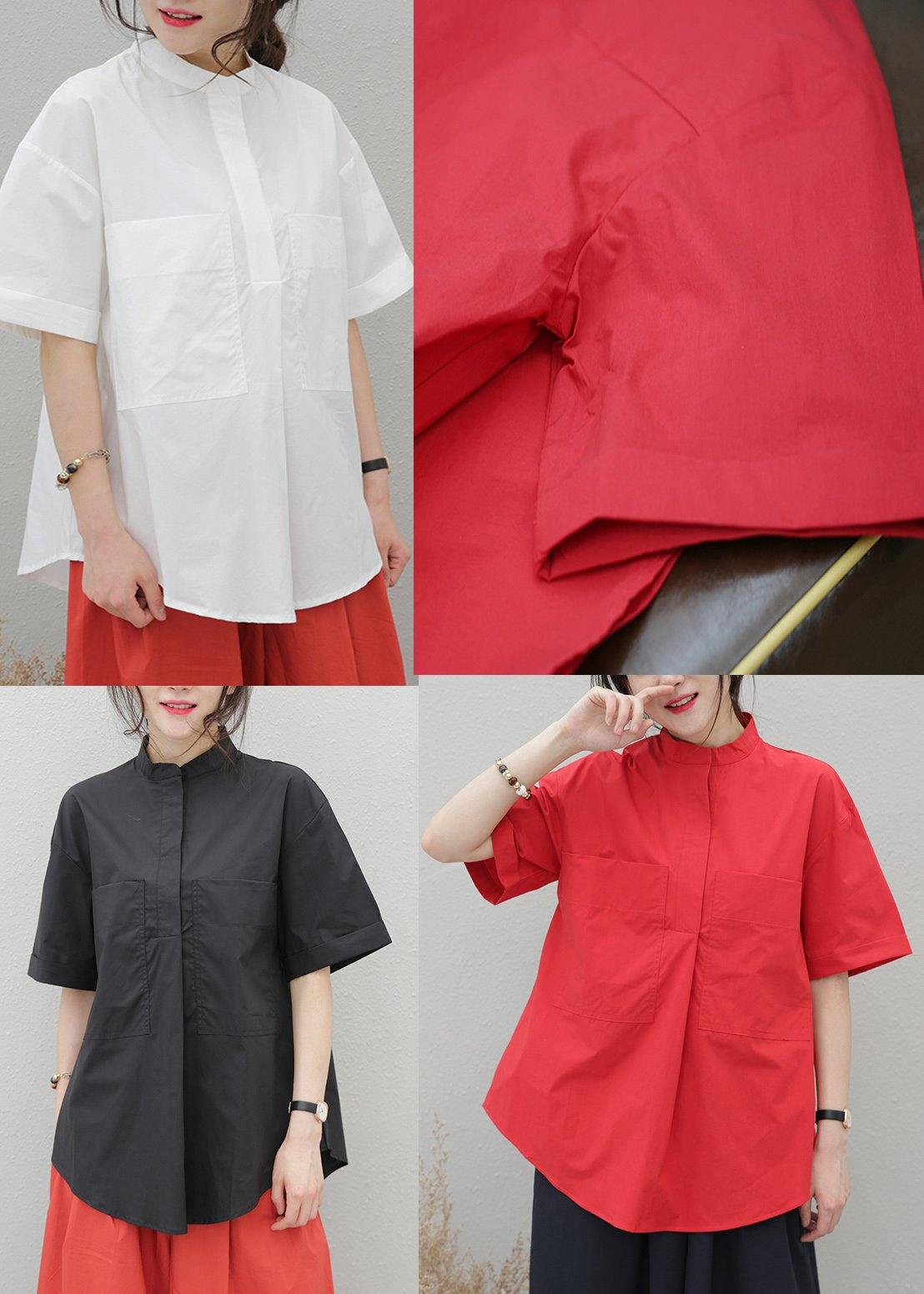 Italian Lapel Pockets Cotton Tunic Outfits White Shirt