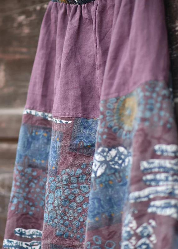Italian Linen Trousers Printed Low Crotch Harem Pants