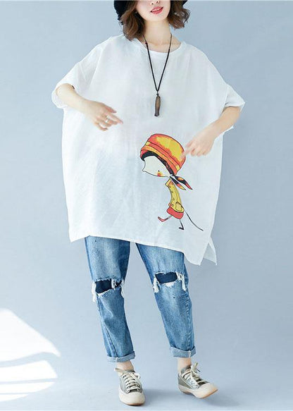 Italian O Neck Asymmetric Linen Summer Dresses Photography White Dresses