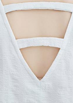 Italian O Neck Pockets Blouse Fabrics White Top