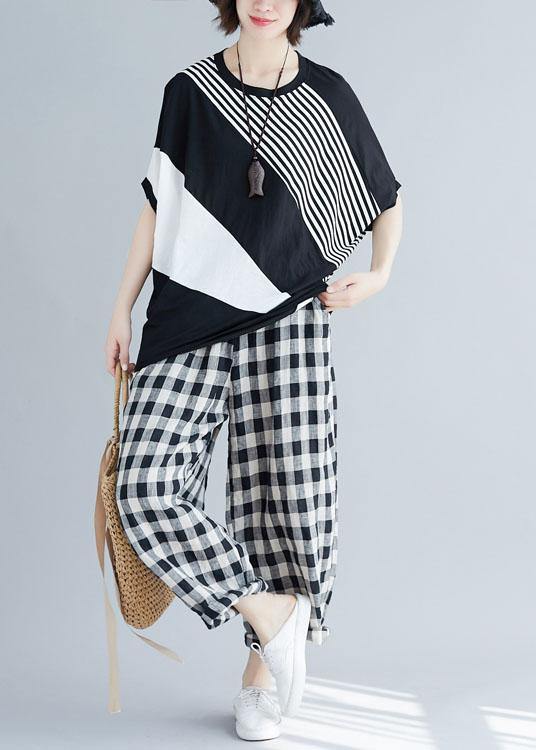 Italian Patchwork Color Cotton Long Shirts Work Black Shirt Summer