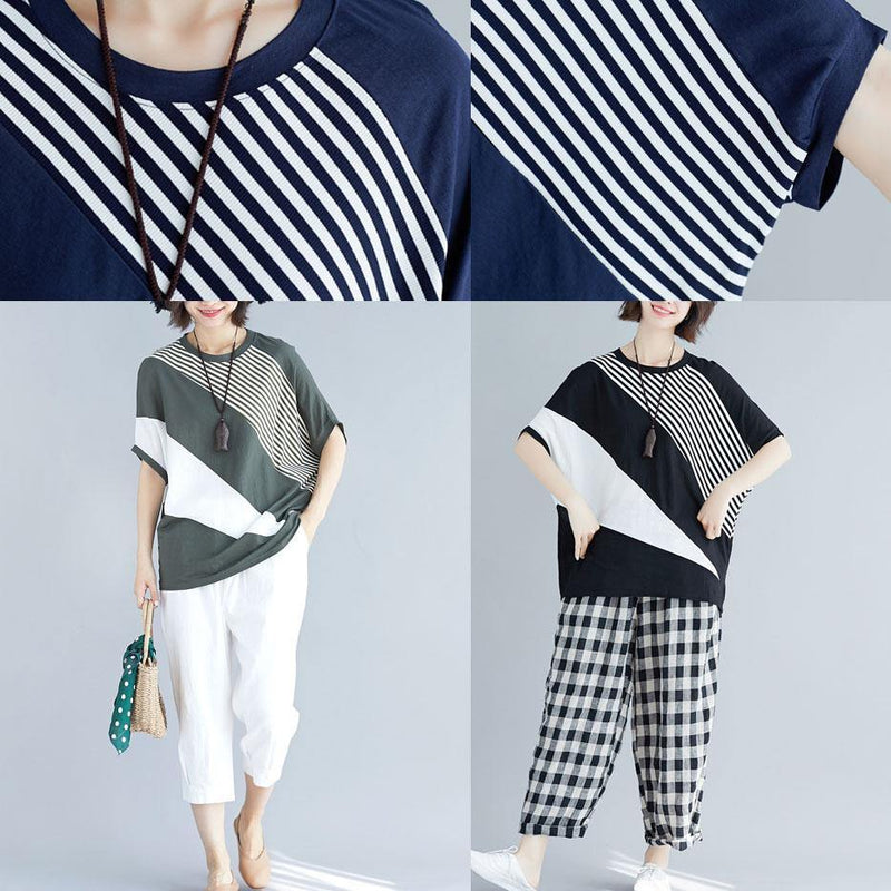 Italian Patchwork Color Cotton Long Shirts Work Black Shirt Summer