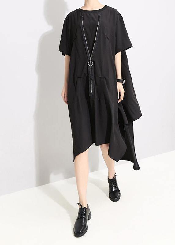 Italian Irregular Cut Loose Round Neck Dress