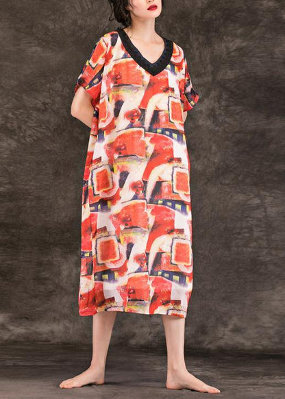 Italian V Neck Pockets Dress Multicolor Dress Summer