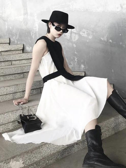 Italian White Cotton Wardrobes O Neck Asymmetric Baggy Dress