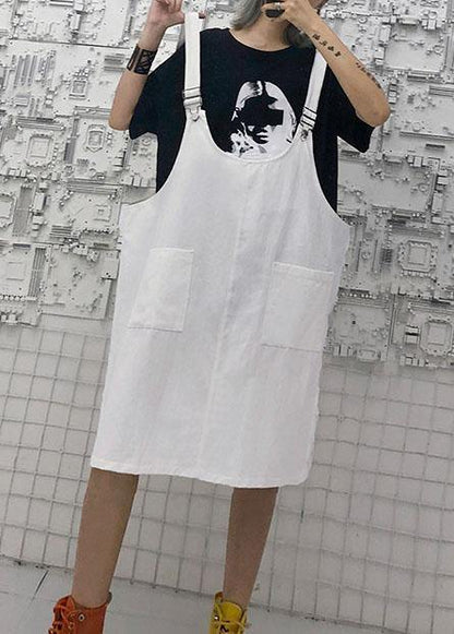 Italian White Cotton Quilting Clothes Strap Traveling Summer Dress