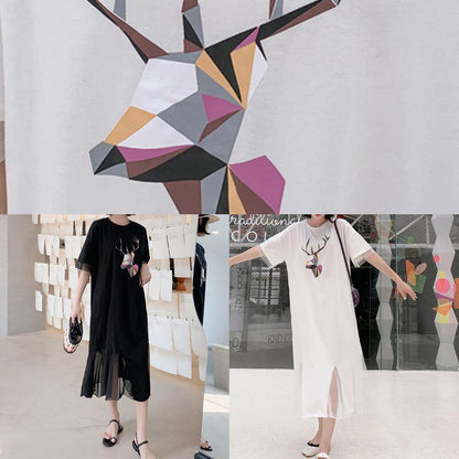 Italian White Patchwork Tulle Cotton Tunics Prints Traveling Summer Dress