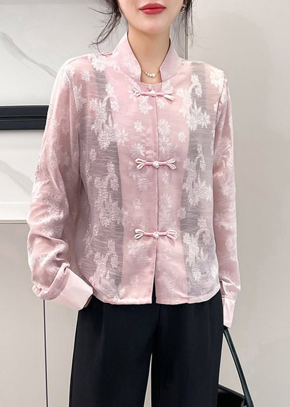 Jacquard White Stand Collar Button Upf 50+ Coat Fall