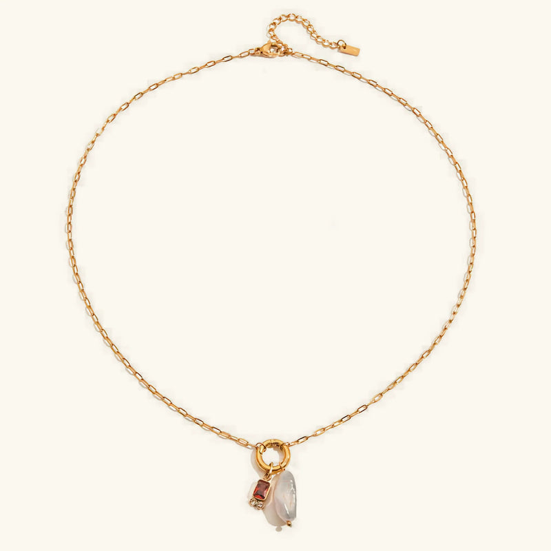 Caitlin Birthstone Pearl Necklace