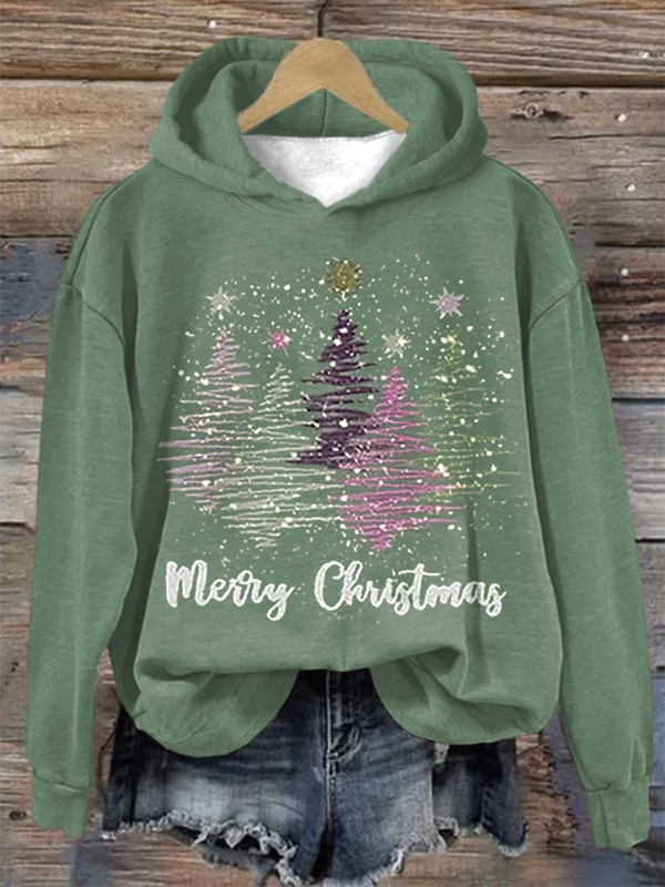 Hoodie Women's Loose Fit Christmas Tree Sweater Sweatshirt