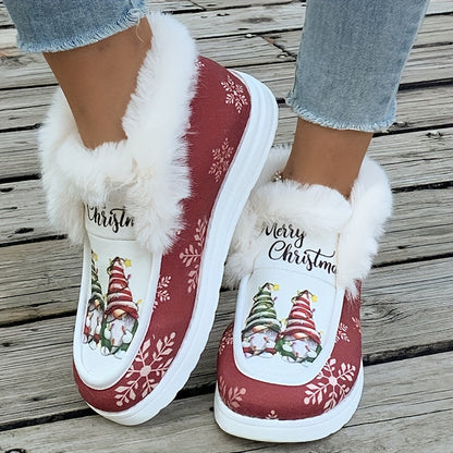Christmas Shoes - Women's Slippers with Faux Fur Lining for Winter R&B