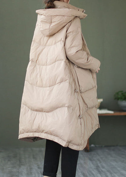 Khaki Duck Down Down Jacket Hooded Winter