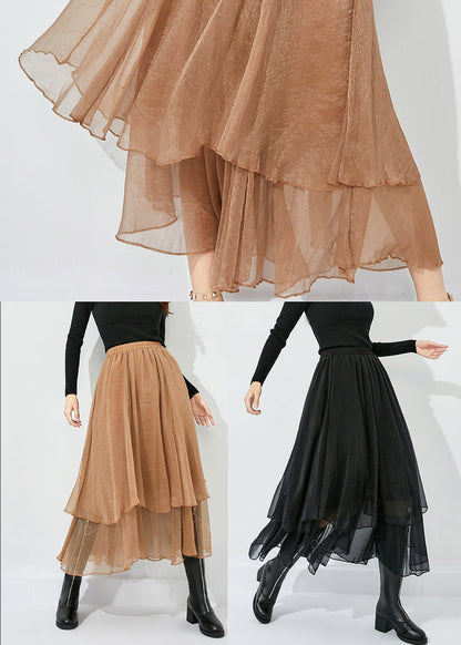 Khaki Layered Tulle a Line Skirts Exra Large Hem Oversized Summer