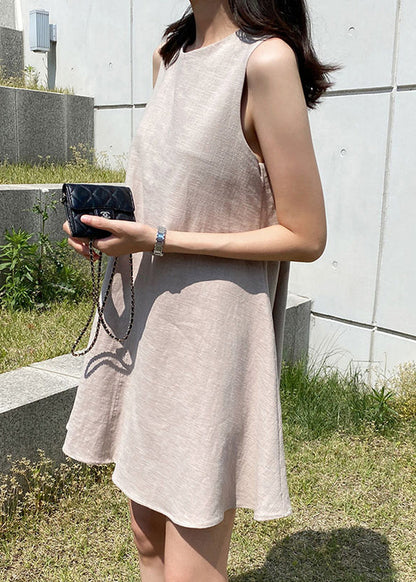Khaki Patchwork Mid Dresses Sleeveless