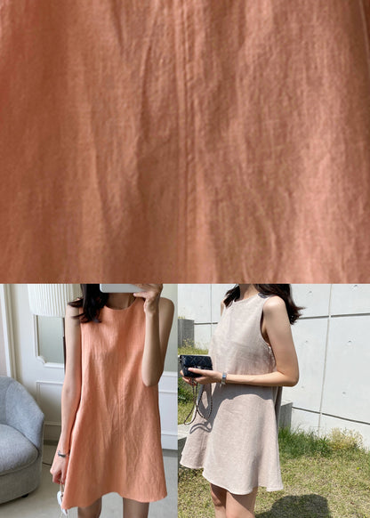 Khaki Patchwork Mid Dresses Sleeveless