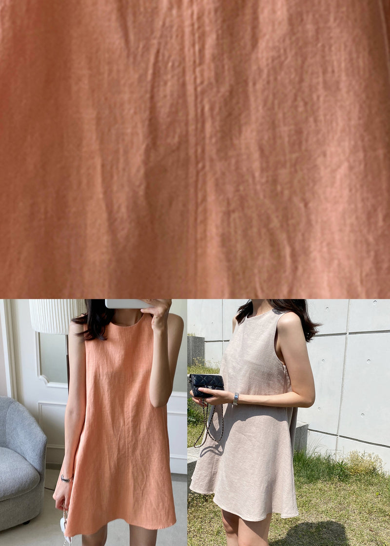 Khaki Patchwork Mid Dresses Sleeveless