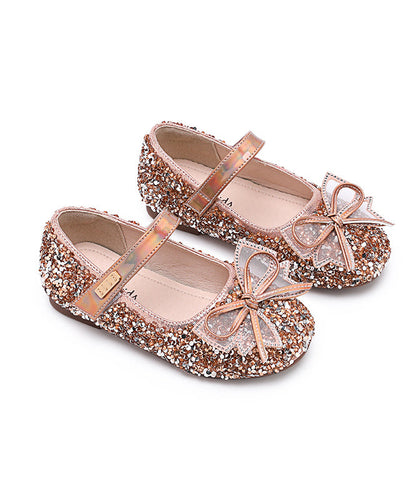 Kids Buckle Strap Princess Flat Shoes for Silver Faux Leather Zircon