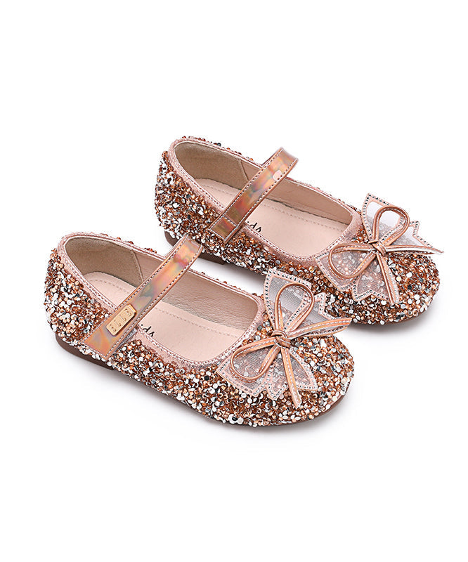 Kids Buckle Strap Princess Flat Shoes for Silver Faux Leather Zircon