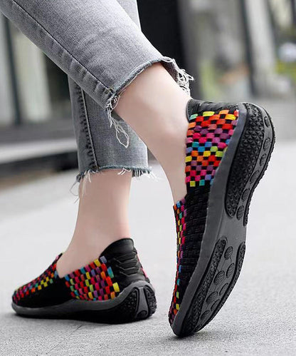 Knit Fabric Black Diy Soft Splicing Flats Shoes Soolinen Shoes-20251