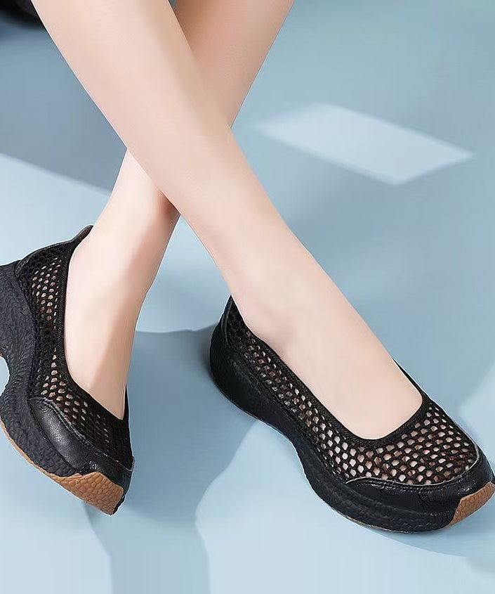 Knit Fabric Flat Shoes for Hollow Out Flat Shoes for