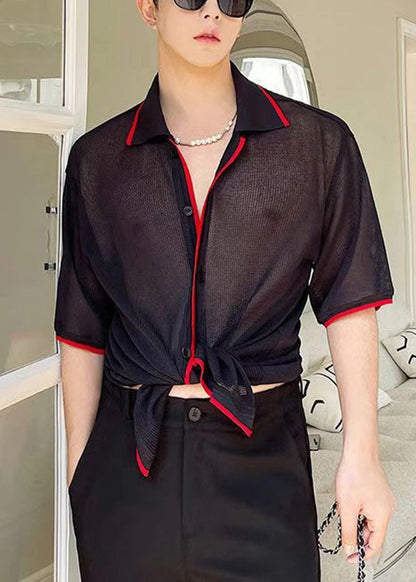 Korean Loose Thin Mesh Short Sleeved Shirt